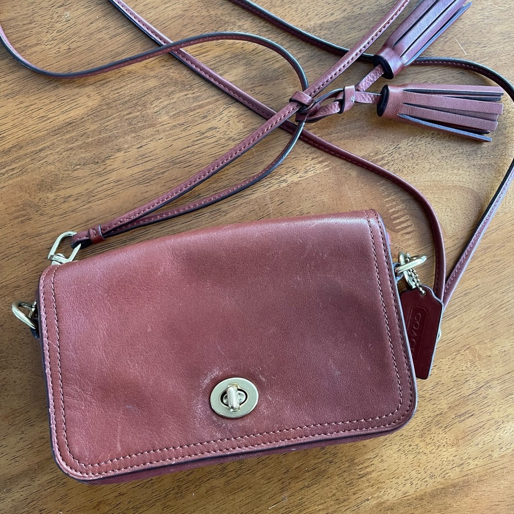 Coach legacy crossbody penny tassel brown leather bag